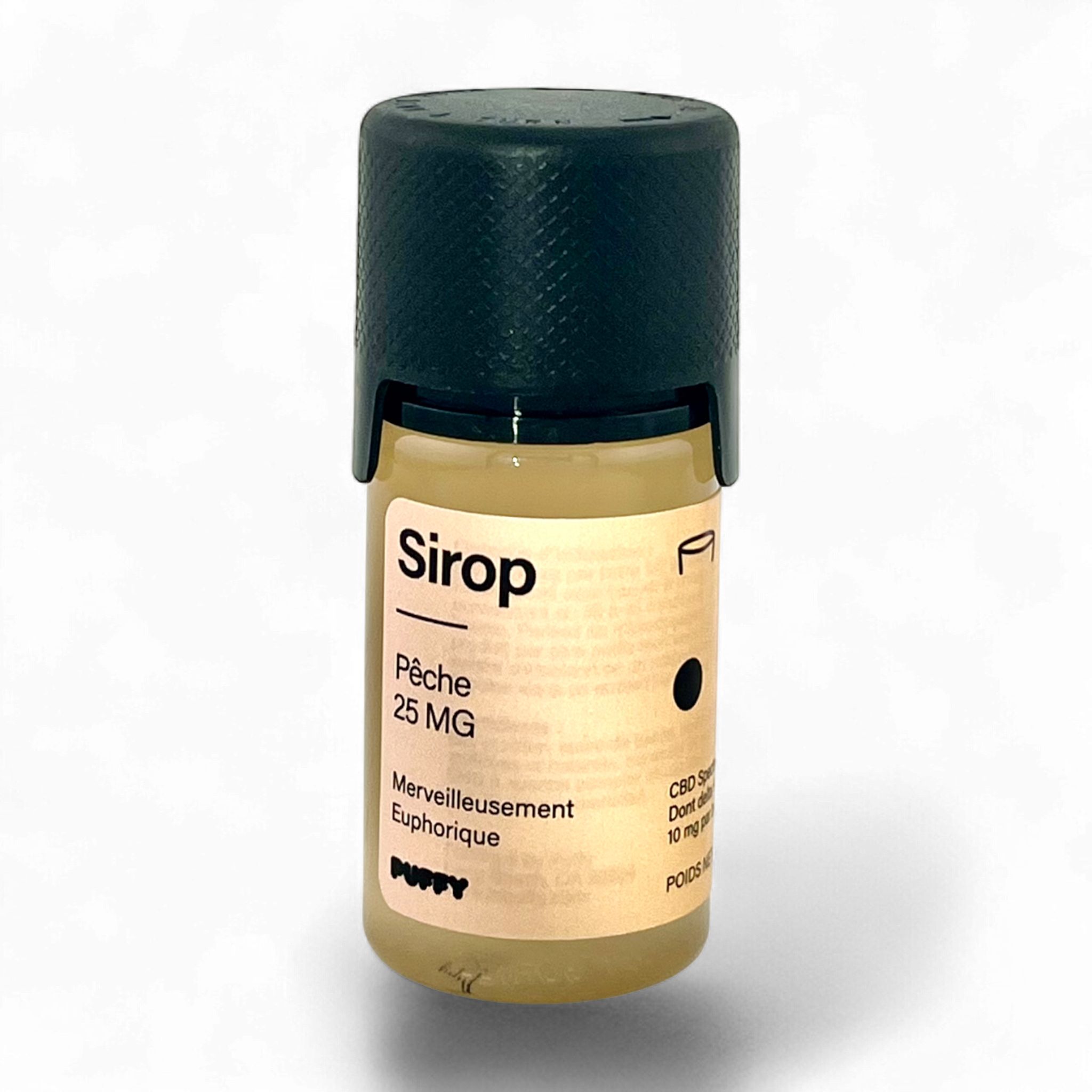 Jarabe de 25 mg de THC con sabor a melocotón.